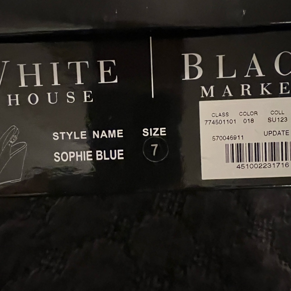 Black house white market sandals Sophie blue size 7